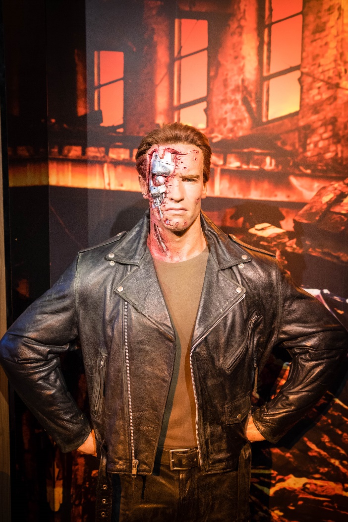 Arnold Schwarzenegger as the Terminator, a human clone