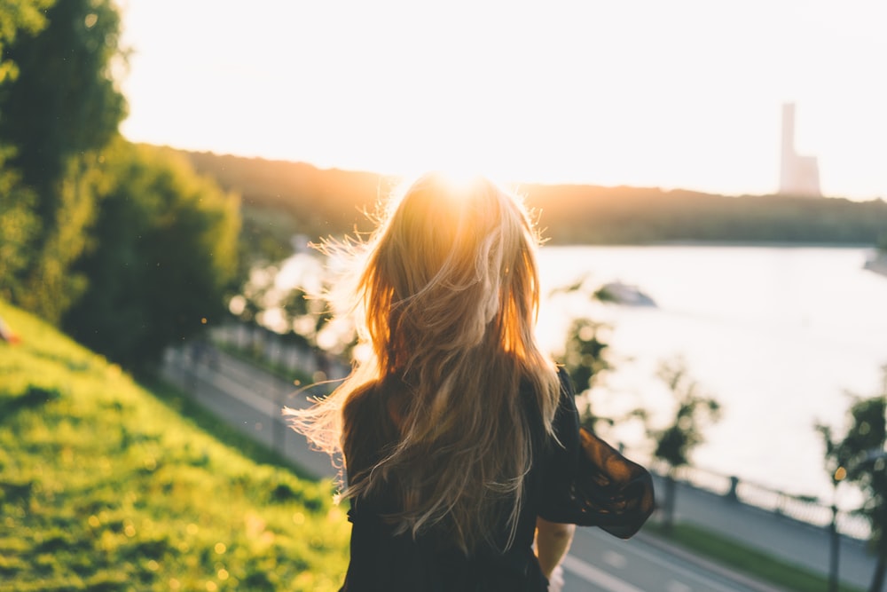 a woman gazing at the skyline