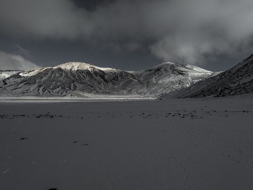 a range of snow-capped mountains